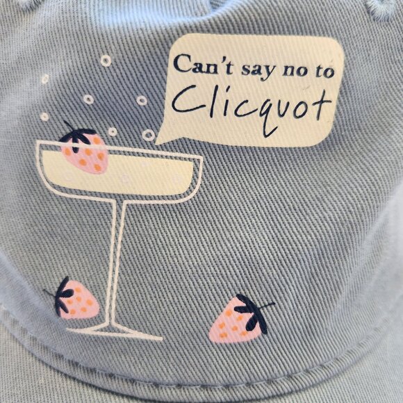 Cant Say No To Clicquot Adjustable Baseball Cap Blue Cotton Champagne Cute Girly - Picture 2 of 7